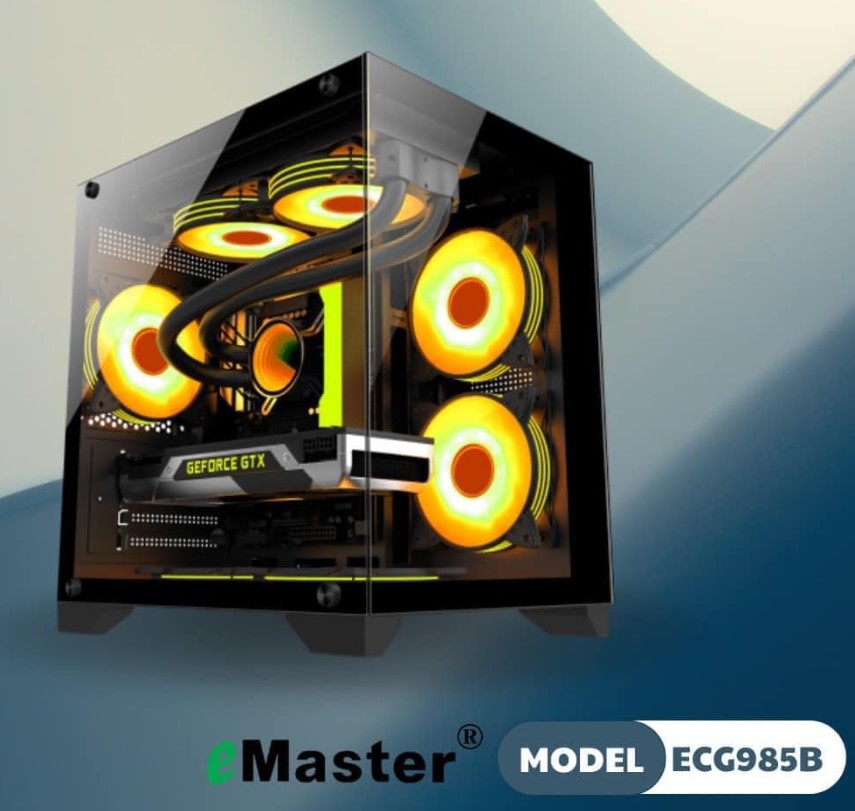 Vỏ case máy tính gaming, kiểu bể cá tràn viền, 2 mặt kính size mATX, chưa fan