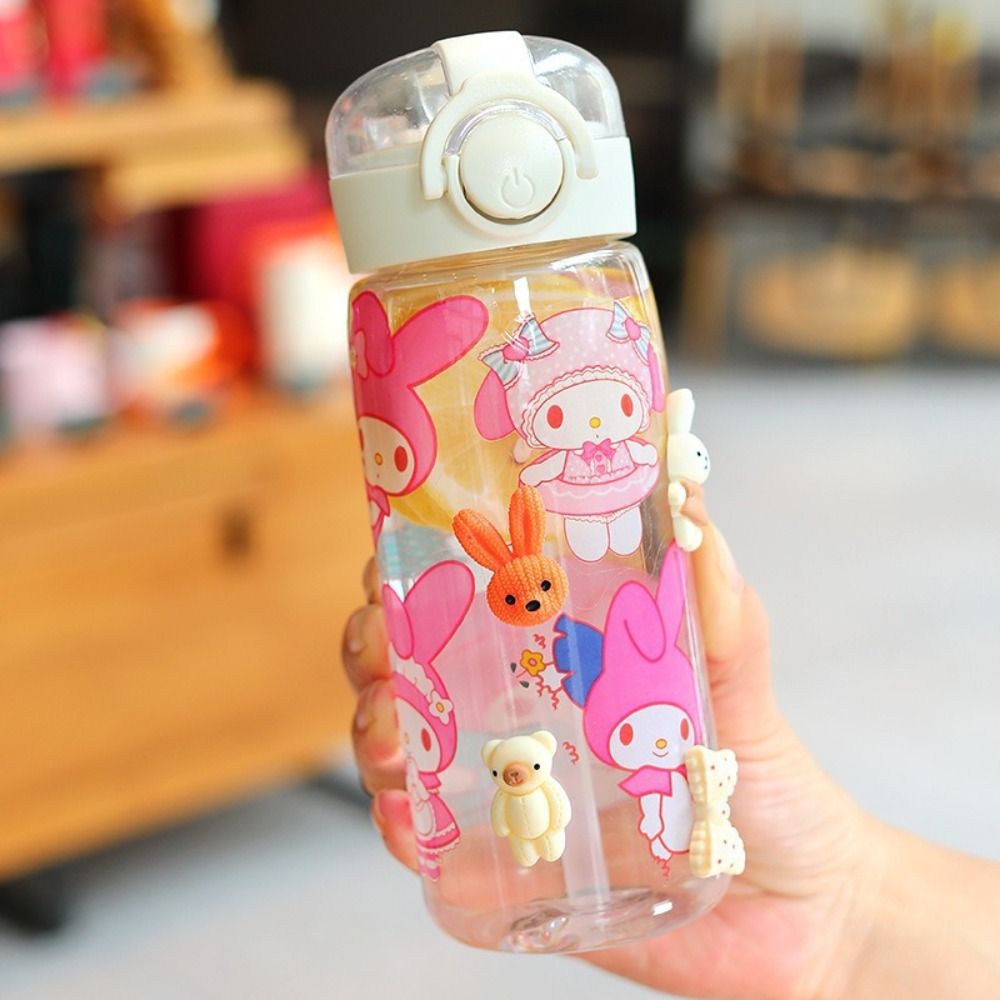 TEENIE WEENIE SPORTS Hoạt hình dễ thương Cốc có ống hút Miếng dán Sanrio Di động Cốc thể thao Chất lượng cao 400ml Chai nước - 4