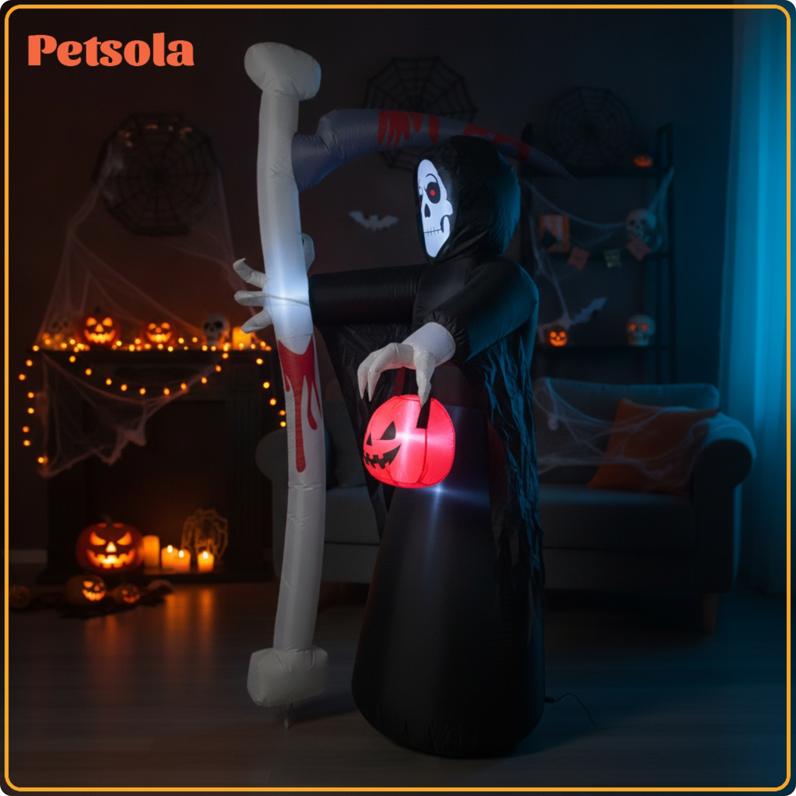 petsola Eye-Catching Inflatable Grim Reaper with Blade Scary Inflatable Grim Reaper Spooky Outdoor for Porch ราคา 7,745 บาท*ส่งฟรี