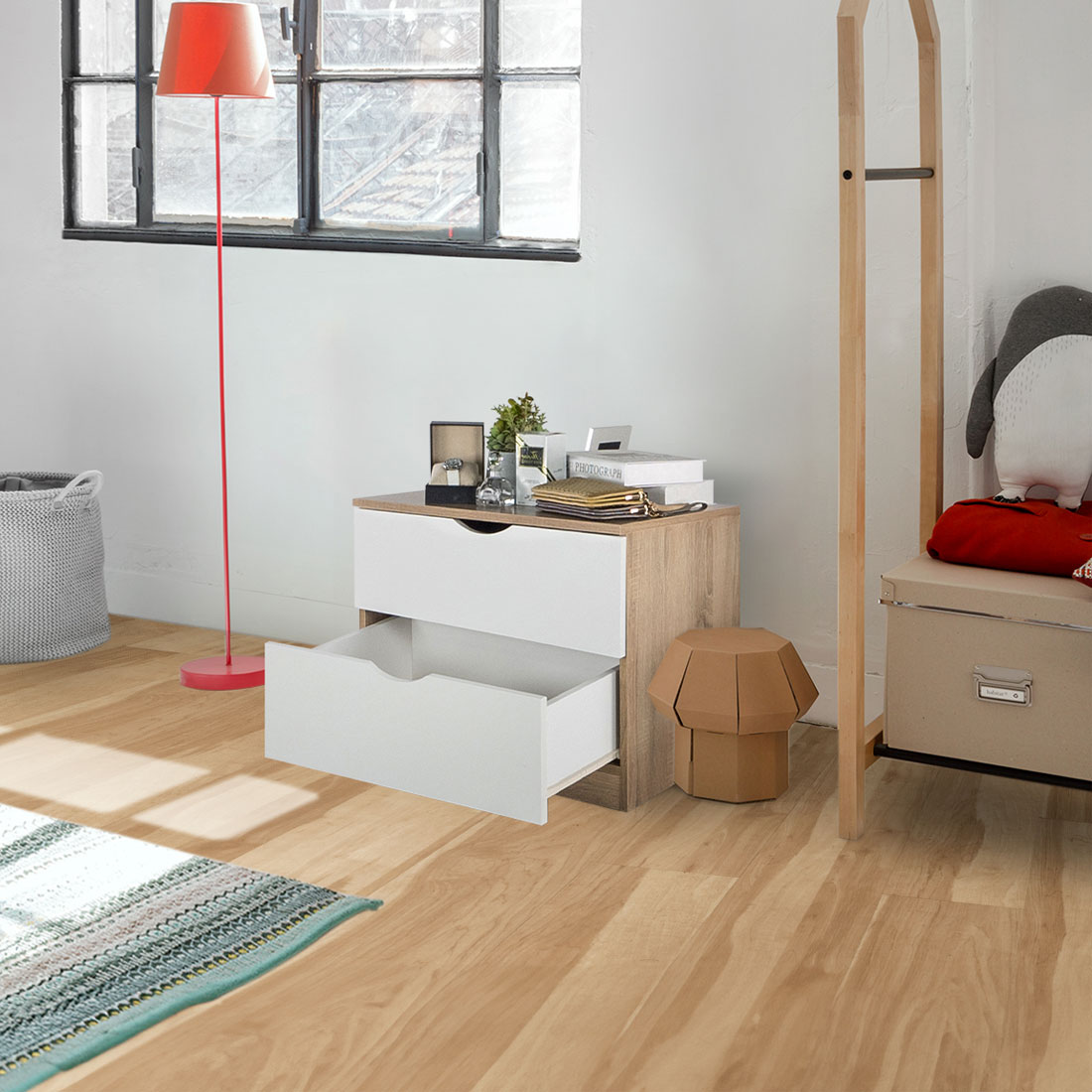Koncept Furniture ตู้เตี้ยลิ้นชัก 2 ชั้น รุ่น Pody สีขาว (60x40x50 ซม.) ราคา 1,660 บาท*ส่งฟรี