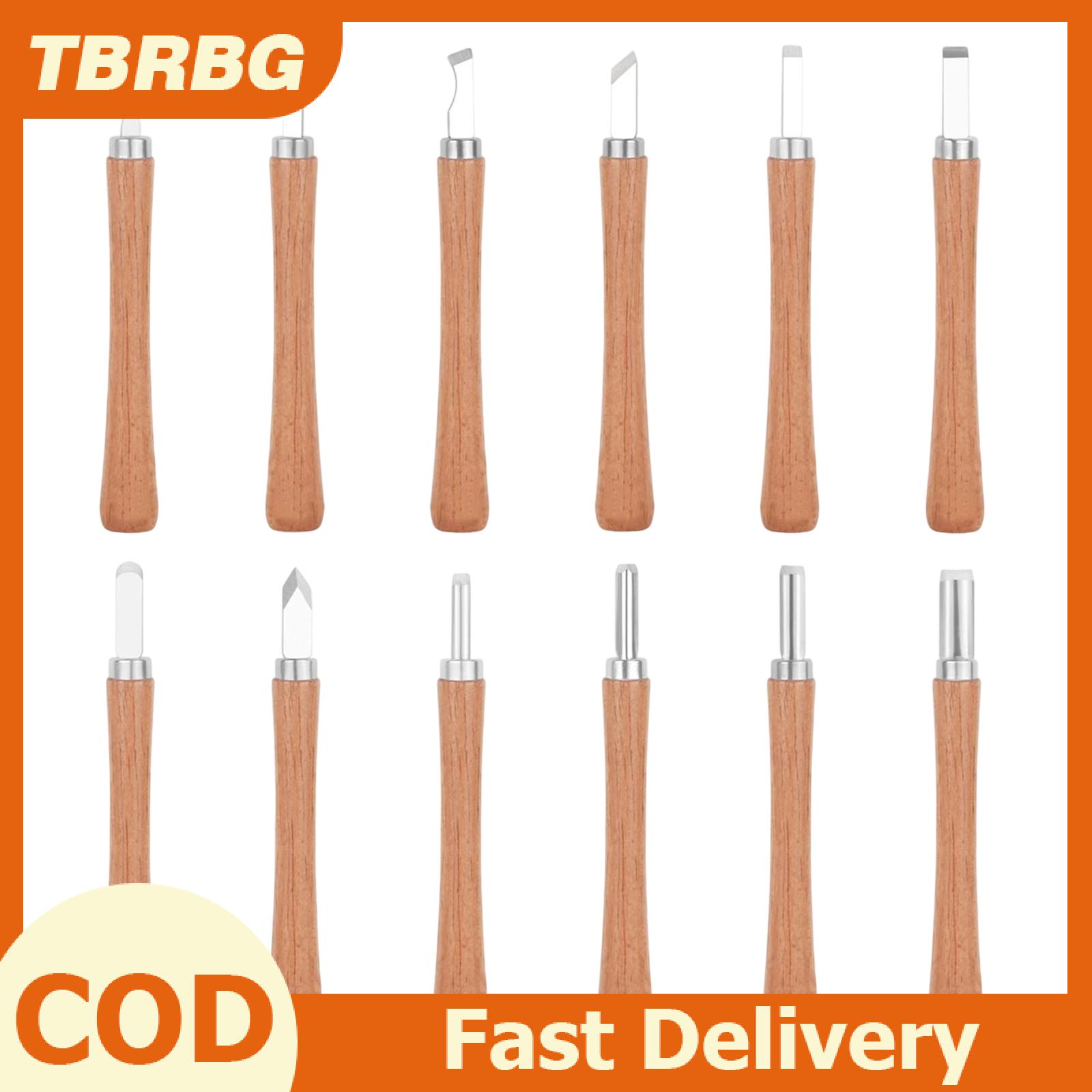 TBRBG 12 cái công cụ khắc gỗ thiết lập với tay cầm bằng gỗ lưỡi thép không gỉ cho Diy Craft và điêu khắc