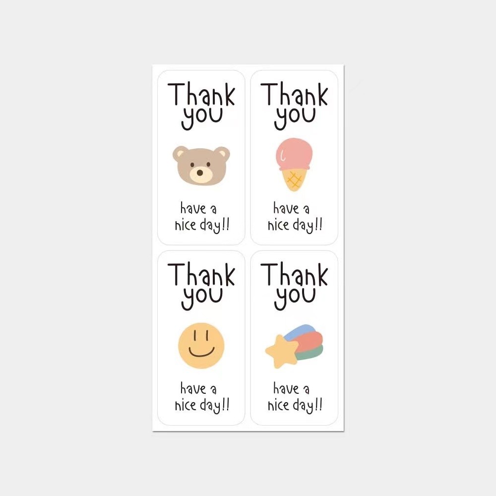สติ๊กเกอร์ขอบคุณ ติดกล่อง แก้ว ถุง 3*6ซม 100ดวง sticker thankyou S3