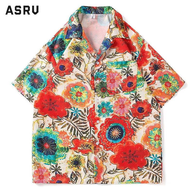ASRV Men's casual shirts- Hawaiian shirts-printed beach vacation short sleeve tops- Songkran shirts ราคา 148 บาท*ส่งฟรี