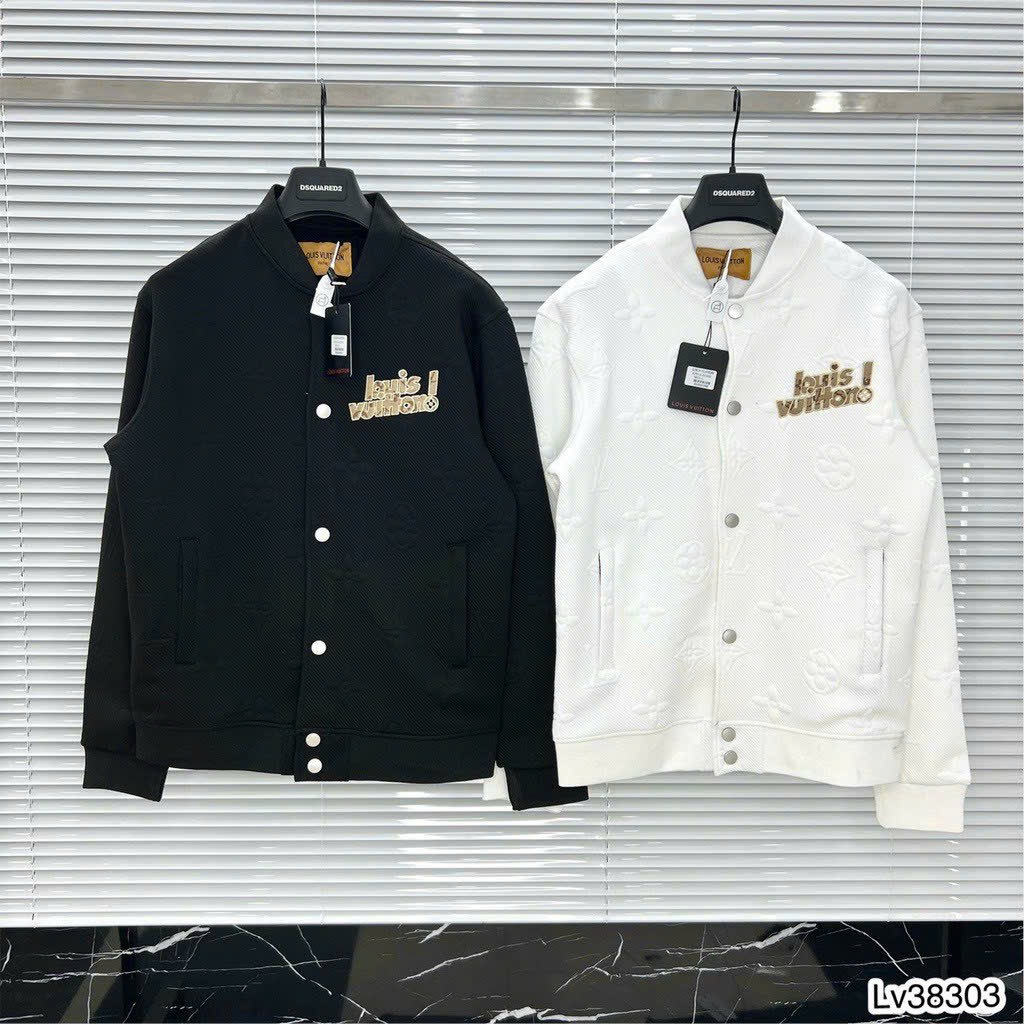 Áo khoác nam bomber l.v vân dập nổi unisex logo thêu hình gấu chất nỉ bông siêu ấm siêu chất olastore