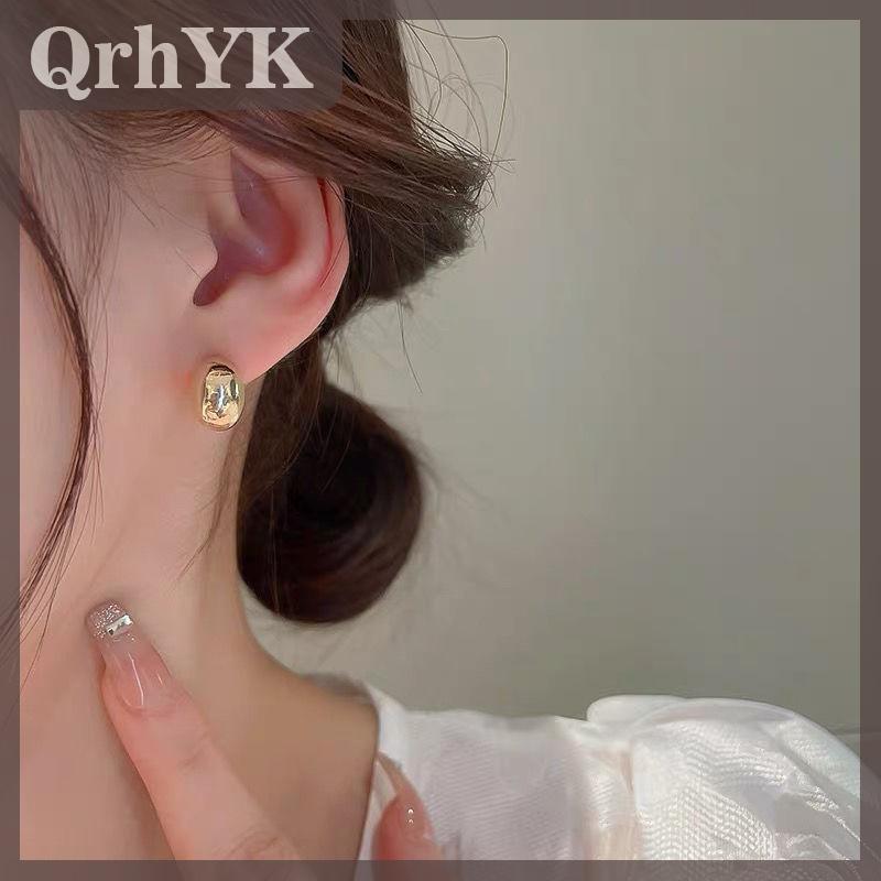 QrhYK 1 cặp đơn giản hạt đậu hình hợp kim màu vàng Bông tai cho phụ nữ phong cách Hàn Quốc đồ trang sức thời trang Goth bên cô gái trang sức phụ kiện