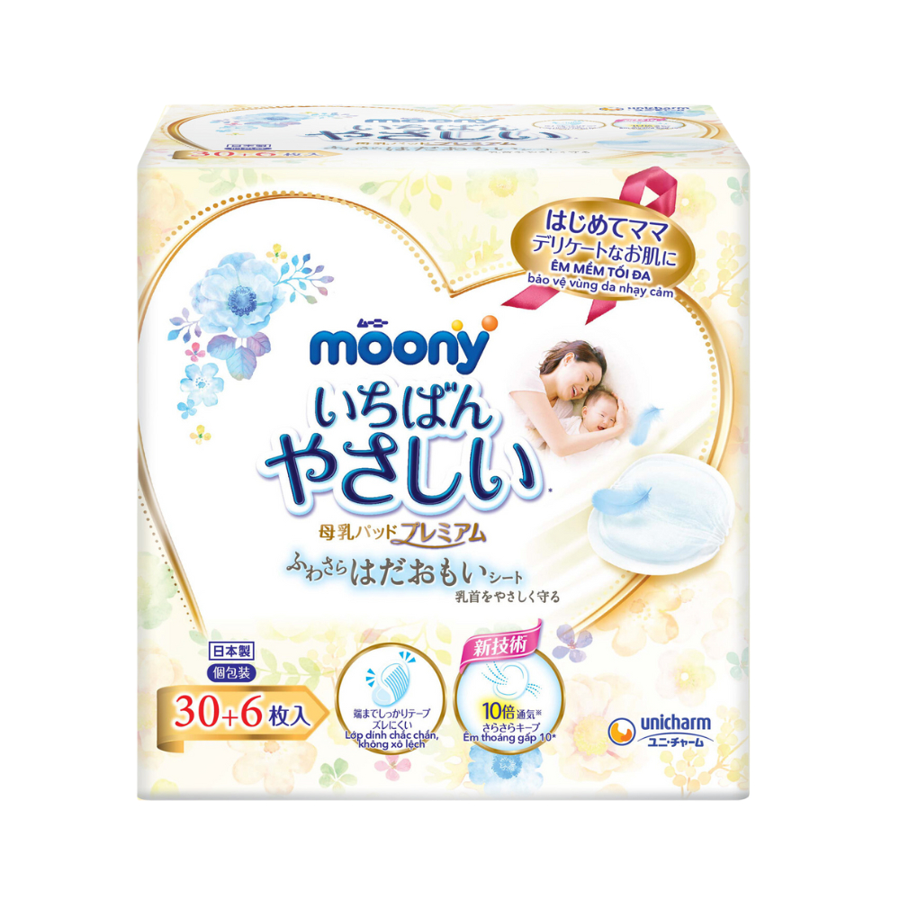 Miếng Lót Thấm Sữa Moony Cao Cấp Nhật Bản Thấm Hút Siêu Tốc Chống Tràn Khô Thoáng 30 72 Miếng - Bibo Mart