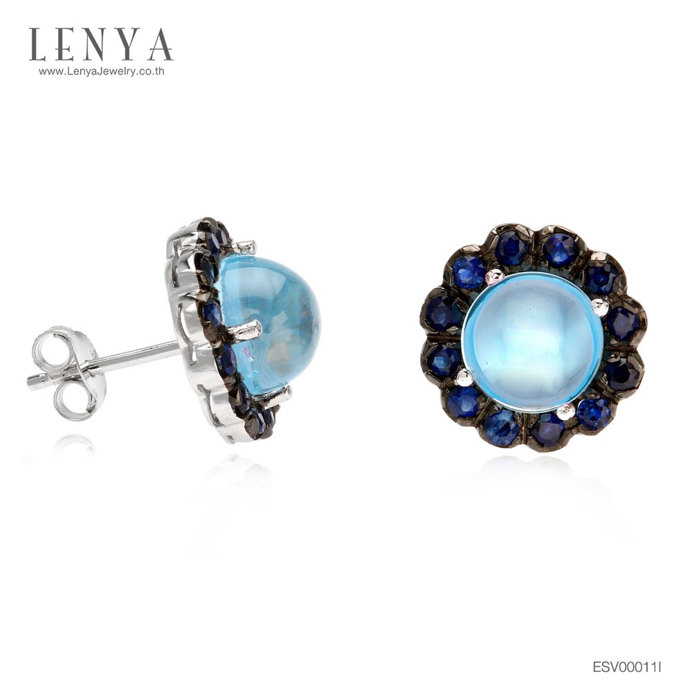 LENYA ต่างหูพลอยบลูโทแพซ เสริมความมั่นใจ ชัดเจน ปัญญา ขนาด 8 มิล ตัวเรือนเงินแท้925 ชุบทองคำขาว ราคา 4,930 บาท*ส่งฟรี