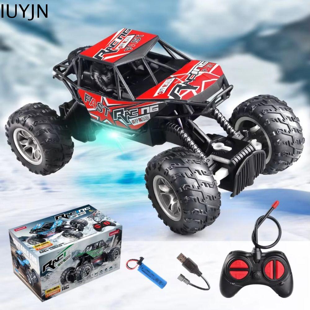 IUYJN Có thể sạc lại Xe địa hình điều khiển từ xa Bánh xe cao su Có đèn Xe đồ chơi địa hình Mô hình xe đồ chơi 4 chiều Xe ô tô đồ chơi điều khiển từ xa Đồ chơi bé trai