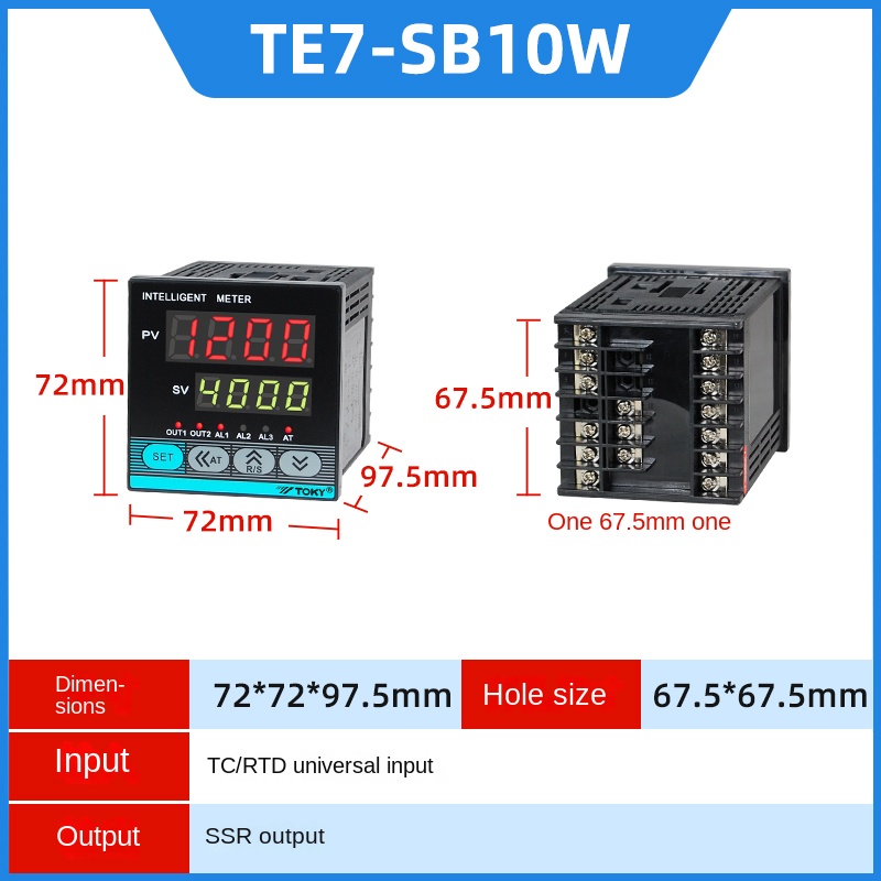 Bộ Điều Khiển Nhiệt Độ TE7-SB10W | Tùy Chọn Khác TE4/6/7/8/9-RB10W/SB10W/RC10W/DC18W/RC18W - TOKY | Phạm Vi Nhiệt Độ Tùy Chỉnh | Độ Ổn Định Cao