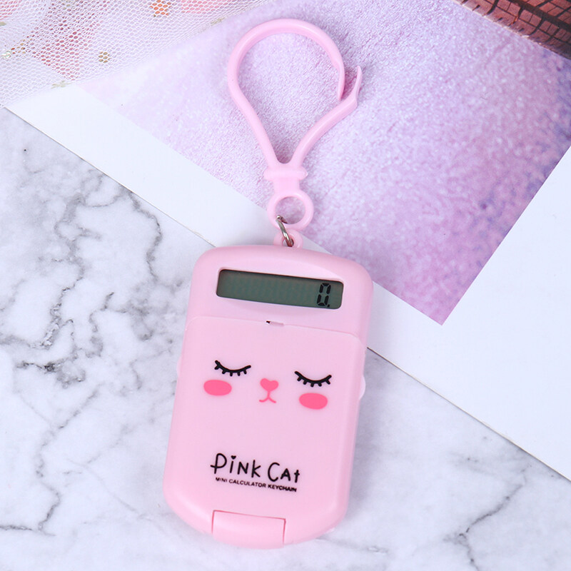 Portable Mini Flip Calculator Pocket Size Creative Keychain Calculator Office Supplies