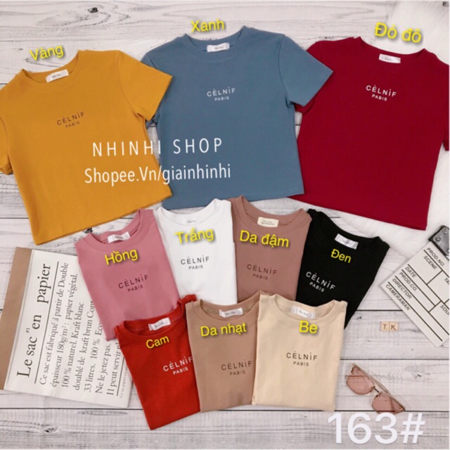 Áo thun Crop xin xin dáng ôm cổ tròn ngắn tay, Áo phông tay cộc dáng ngắn XX163 - NhiNhiShop