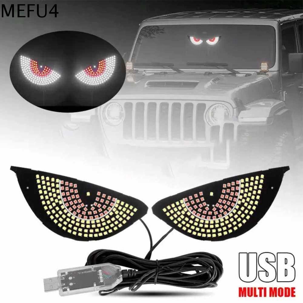 MEFU4 2PCS Phổ quát Đèn biểu cảm ô tô USB Thiết kế mắt quỷ Đèn mắt ô tô Chức năng đa chế độ Nhấp nháy Đèn bảng pixel Đèn trang trí ô tô