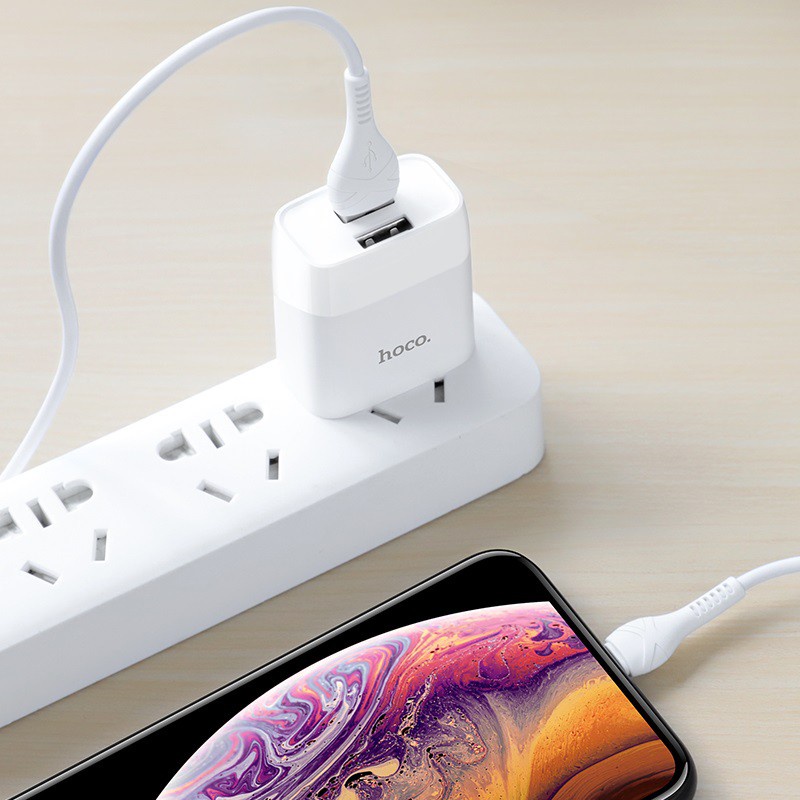 Bộ sạc nhanh 2 cổng usb hoco c73 cáp sạc usb micro type c ip dài 1m cho điện thoại sam sung op po hua wei vi vo vs mast