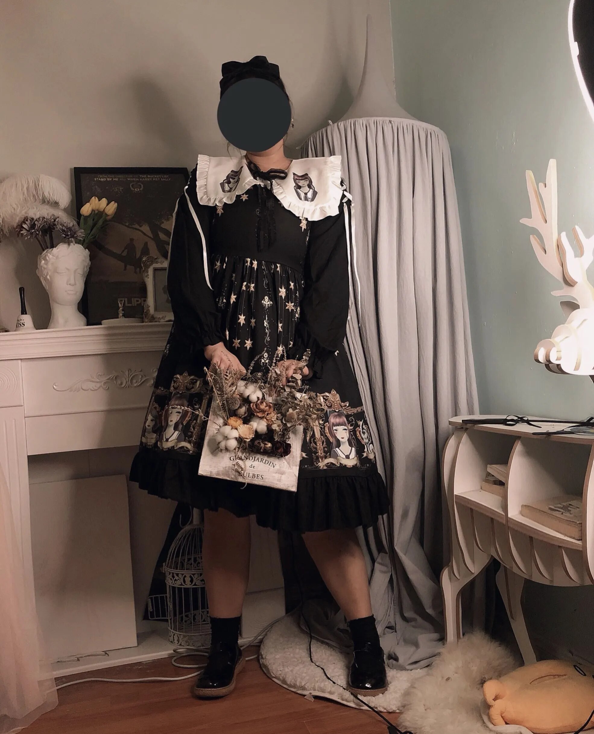 rzkrnmshzw9 Princess tea party sweet lolita dress vintage lace bowknot cute printing victorian dress large size big size XL-4XL high waist ราคา  3,233 บาท*ส่งฟรี