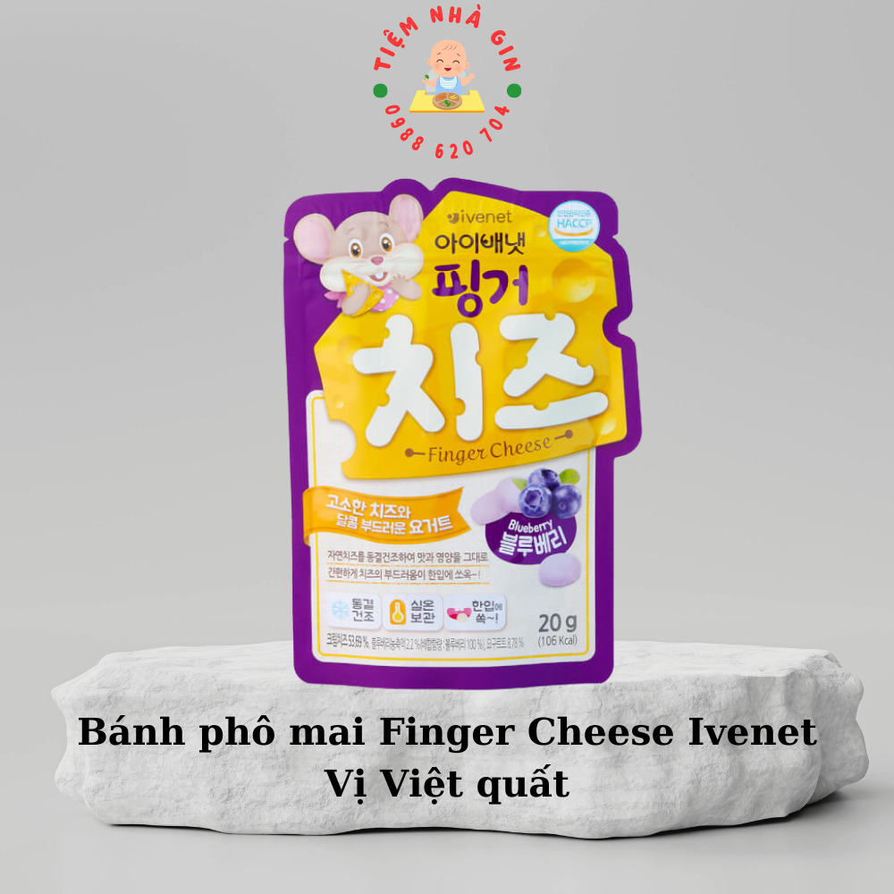 Bánh phô mai Finger Cheese Ivenet vị việt quất phù hợp cho bé từ 7 tháng tuổi