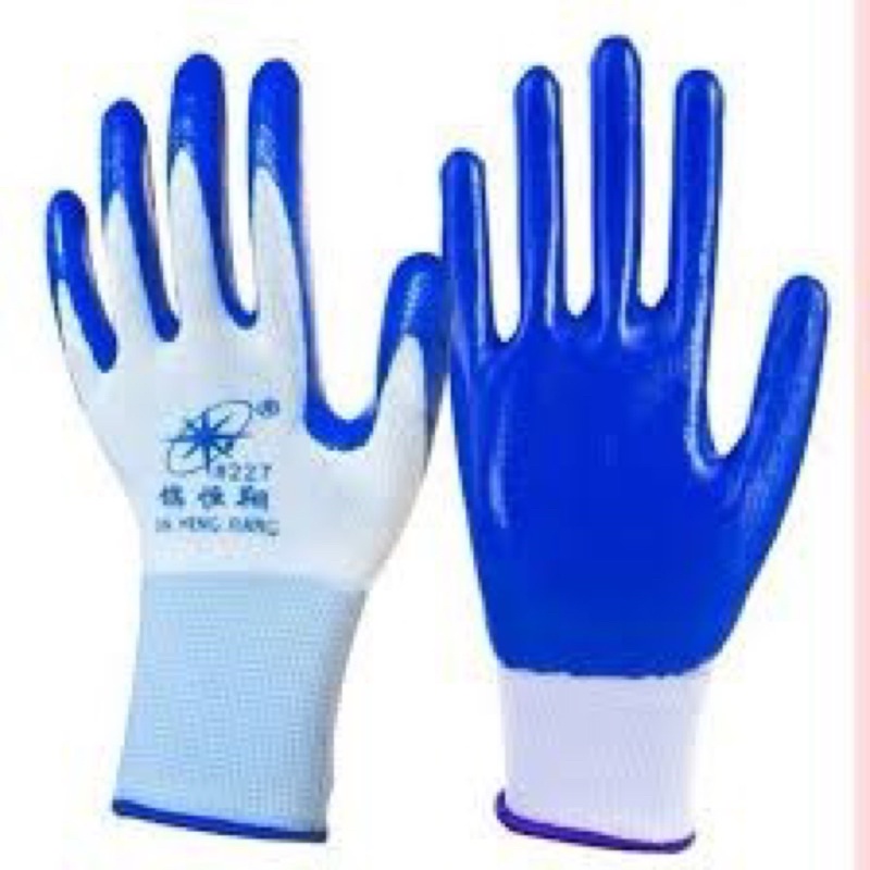 Sét 12 đôi găng tay phủ sơn xanh lạo động, chống trơn