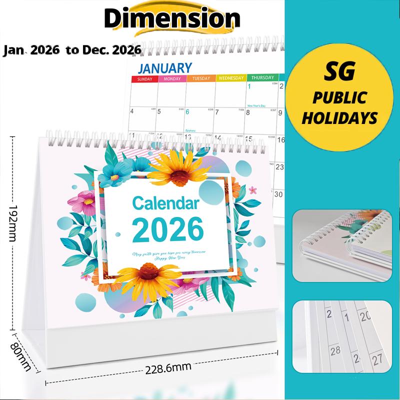 2026 Calendar Desk Monthly Calendar Singapore Public Holiday Christmas New Year Gift