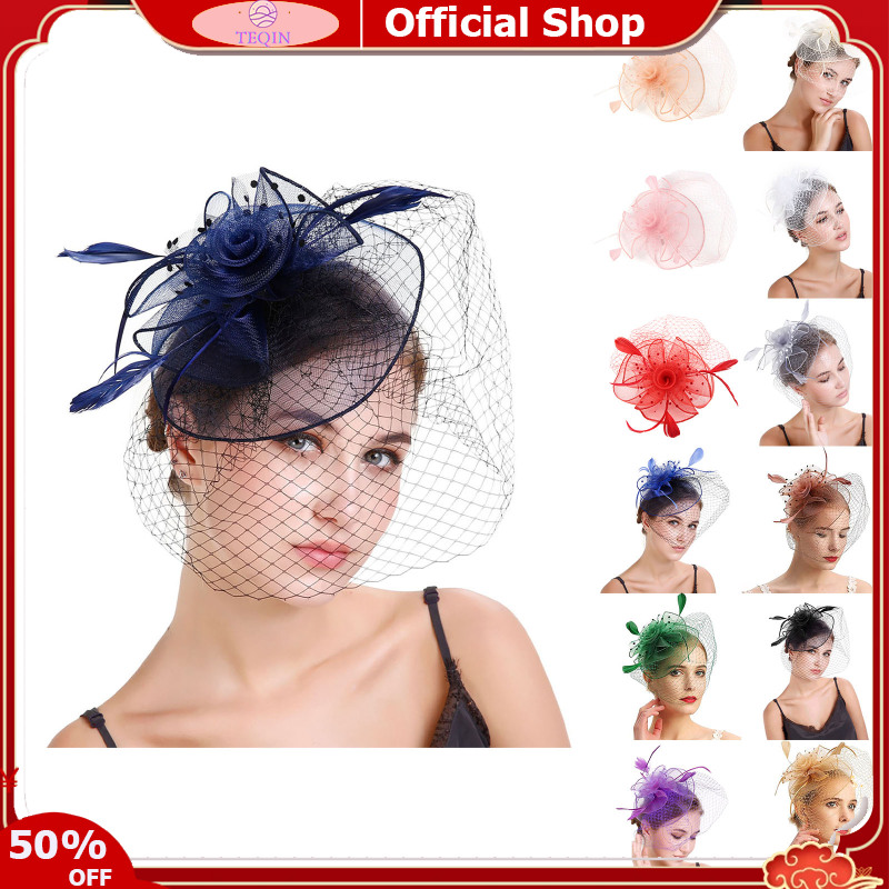 TEQIN toy new Party Hat Headband Halloween Christmas DayTea Party Mesh Headwear Cocktail Feathers Hair Clip For Girls Women ราคา 171 บาท*ส่งฟรี