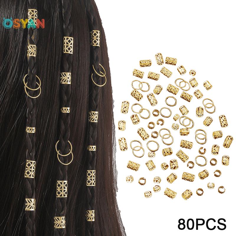 OSYAN Dreadlock Tóc Nhẫn Có Thể Điều Chỉnh Còng Clip Tóc Bện Bẩn Bẩn Bead Kẹp Tóc Phụ Kiện Mũ Nón Ch