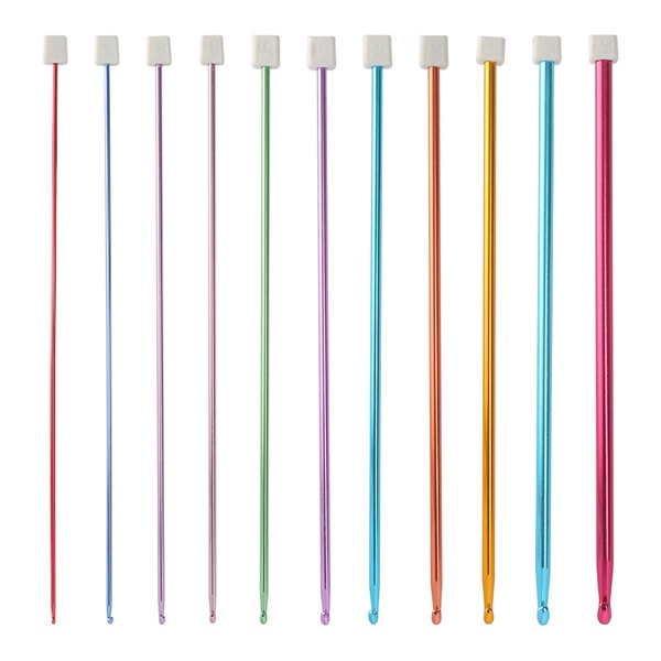Bộ 11 size móc nhôm oxit 27cm - Đan móc kết hợp - Kim móc Tunisan