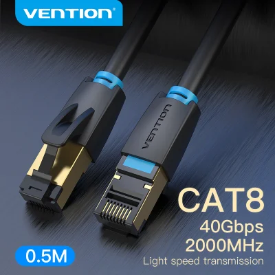 Vention Cat 8 Ethernet Cable SFTP 40Gbps Super Speed RJ45 Cat 8 Network Cable Gold Plated Connector For Laptop Router Modem CAT 8 Lan Cable 0.5m 1m 1.5m 2m 3m 5m 8m 10m 15m 20m 30m rj45 Cat 8 internet Cable Cat8