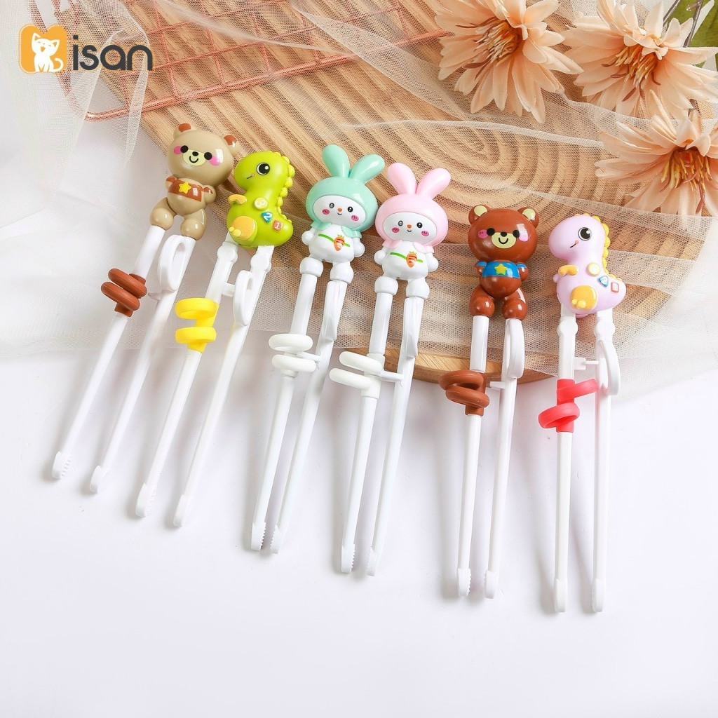 Đũa tập ăn cho bé đũa ăn dặm có xỏ ngón đũa tập gắp hỗ trợ cho bé tập gắp misan