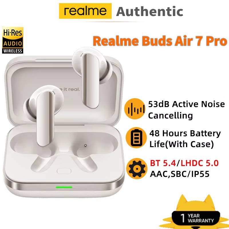 Realme Buds Air 7 Pro 53dB Active Noise Cancelling True Wireless Earphone 48 Hour Battery Bluetooth 5.4 IP55