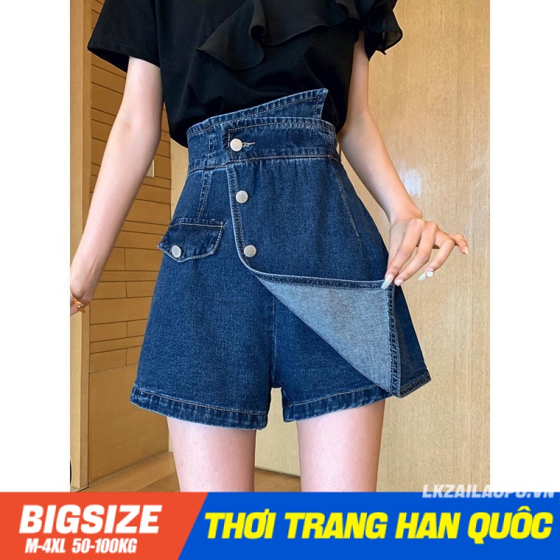 quần giả váy quần jean ngắn Bigsize quần ống rộng nữ chữ a lưng cao cạp cao mùa hè Phong cách Hàn Quốc Thời Trang tiểu thư cá tính xinh đẹp bigsizegiaree