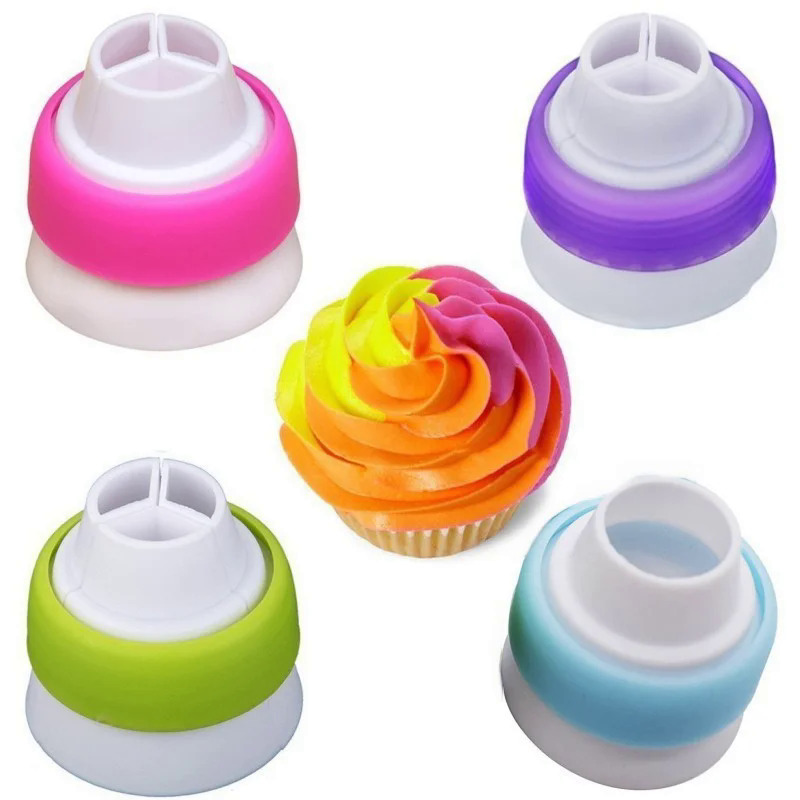 3 lỗ 3 màu kem Coupler bánh trang trí công cụ cho cupcake Cookie Baking tri-màu