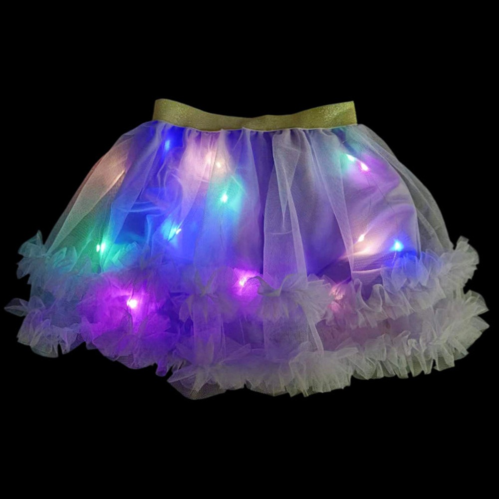 QUNJINGCH Đèn LED Váy nhảy Giáng sinh Thắp sáng Váy công chúa ballet Thời trang Đồ dùng tiệc tùng Tutu phát sáng Trẻ em - 7