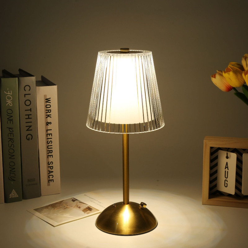 Led Touch Table Lamp Crystal Retro Dimmable Rechargeable Night Light Bedroom Desk Decor