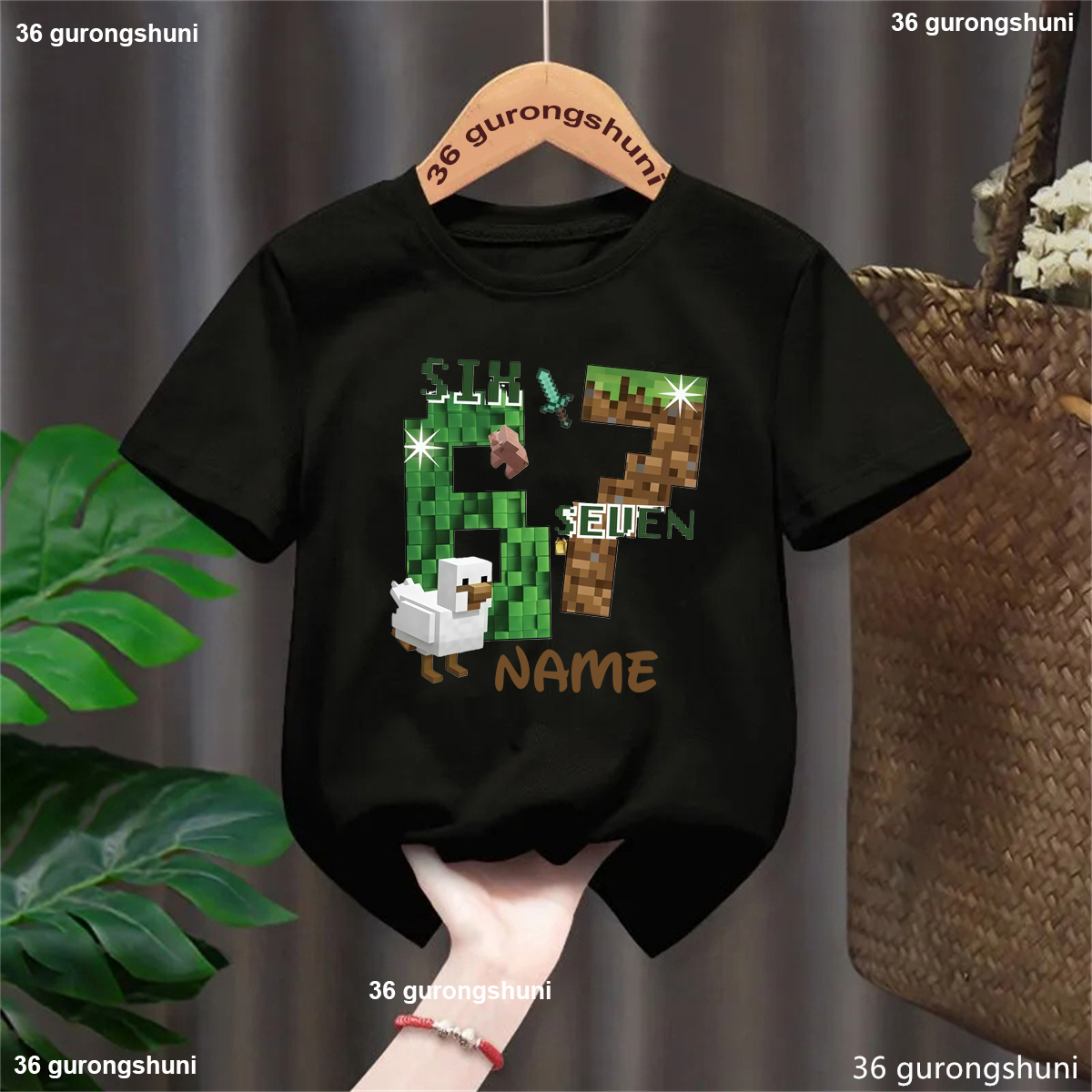 Hot Sale Custom Name Italian Brainrot 67 Meme Printed T Shirt Girls/Boys Kawaii Kids Clothes Summer Short Sleeve Shirt Solid T-Shirt - 4