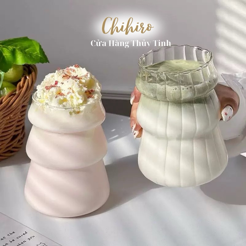 Cốc Thuỷ Tinh 500ml Dáng Cây Thông Giáng Sinh Xinh Xắn Chịu Nhiệt Cao, Uống Matcha, Decor Trang Trí - Chihirostore.decor
