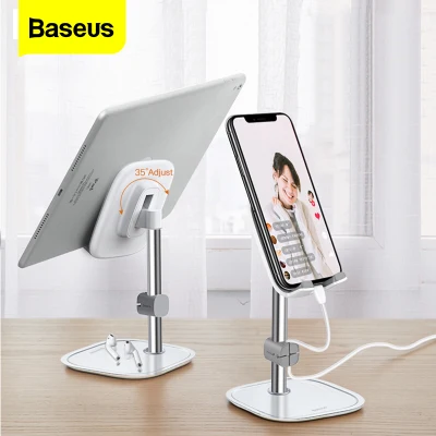 Baseus Desk Mobile Phone Holder Stand For iPhone Cell Universal Adjustable Metal Desktop For Samsung Xiaomi Huawei Vivo Oppo Tablet iPad Pro