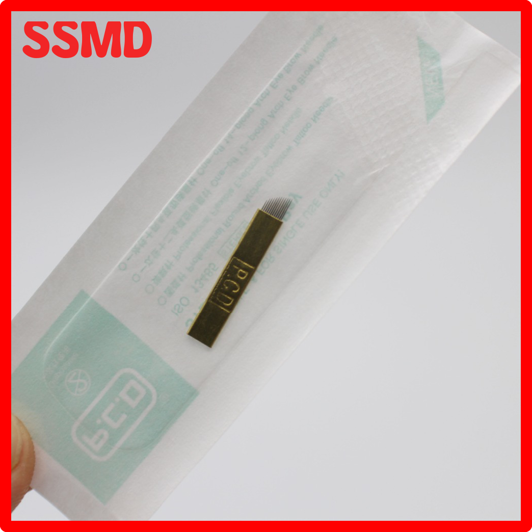 [SSMD]☀☀ 100 Stuks Pcd 12Pin Permanente Make-Up Wenkbrauw Tattoo Micro Blade Naalden Voor Microblading Pen Machine