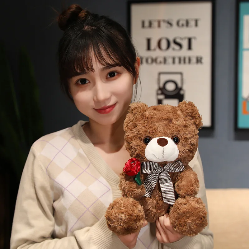 【BBVXG】 20/25cm Cute Rose Teddy Bear Plush Toy Soft Stuffed Animal Doll Pillow Birthday Valentine Gift for Girls Boys Kids Girlfriends ราคา 610 บาท*ส่งฟรี