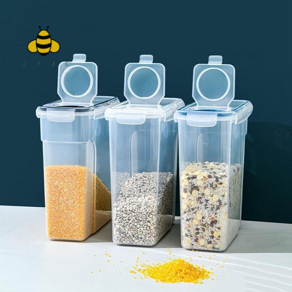 ZYJC Nhựa Hộp đựng ngũ cốc Niêm phong Trong suốt Bể chứa ngũ cốc Đa chức năng Chống ẩm Xô đựng gạo Nhà