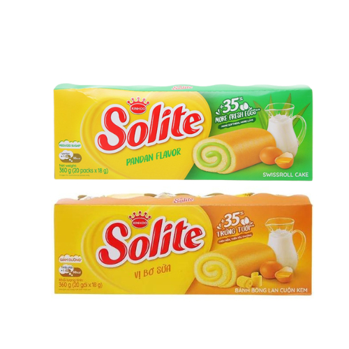 Bánh Bông Lan SOLITE Cuộn Kem - Hộp 20 chiếc x 18gr ( DATE MỚI)