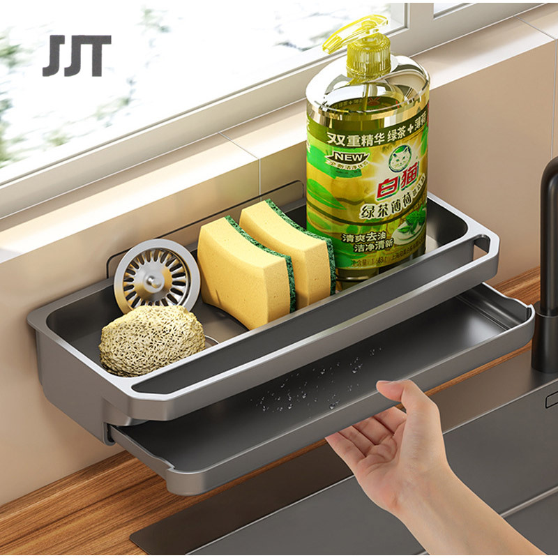Kitchen sink rack household rag drain rack wall-mounted multifunctional sponge pool faucet storage artifact ราคา 85 บาท*ส่งฟรี