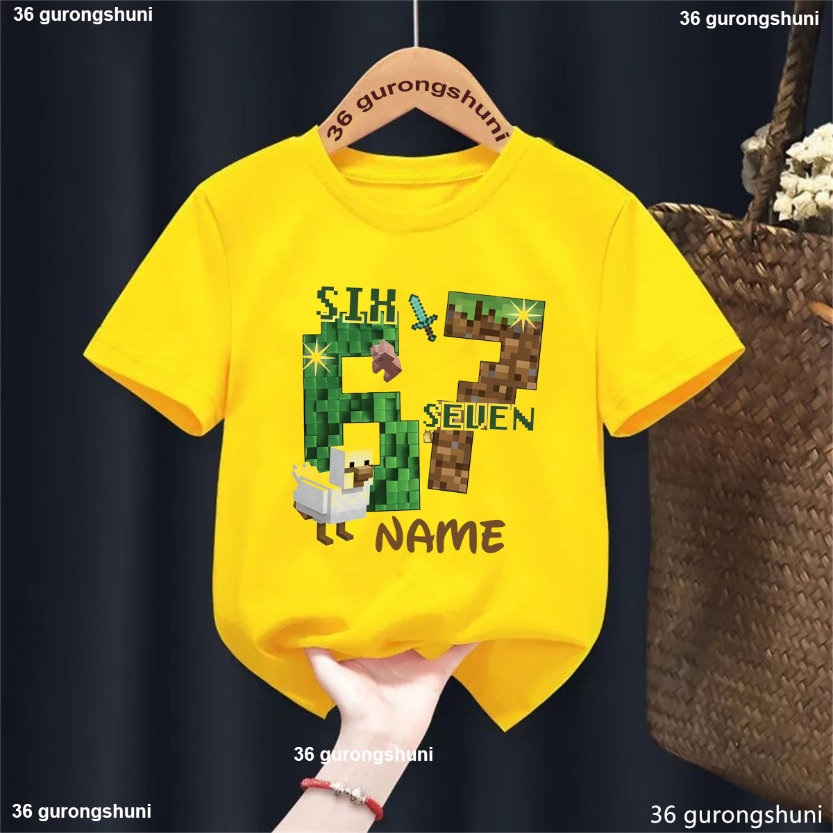 Hot Sale Custom Name Italian Brainrot 67 Meme Printed T Shirt Girls/Boys Kawaii Kids Clothes Summer Short Sleeve Shirt Solid T-Shirt - 7