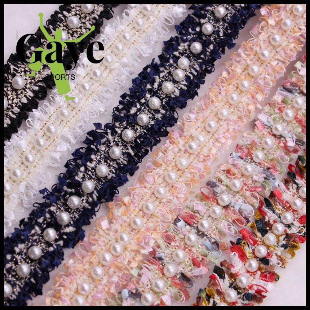 GS 1 yard Nylon Đồ cũ Thủ công Váy trang phục Đồ may mặc Ngọc trai đính cườm Cắt ren Ruy-băng Sợi vải