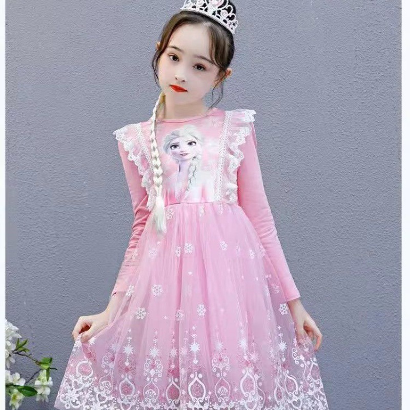 Đầm bé gái Đầm công chúa Elsa Đầm công chúa trẻ em Đầm Lolita bé gái 1-8 tuổi ĐầM LướI -lzb055