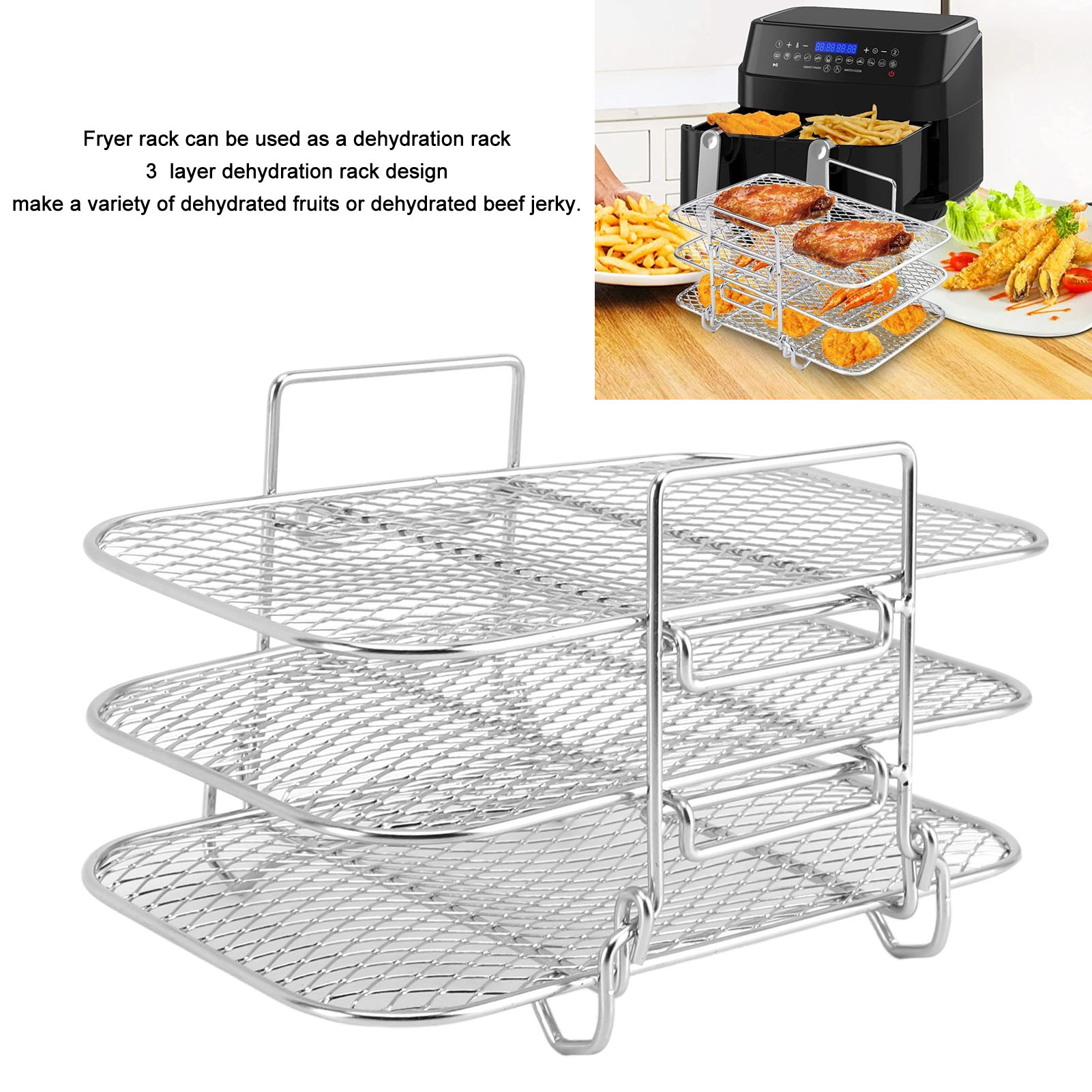 Nồi Chiên Giá bề mặt mịn làm nóng đều Đa Chức Năng Nồi Chiên Giá Phụ Kiện Có Thể Tháo Rời 3 Lớp Cho Nhà Bếp
