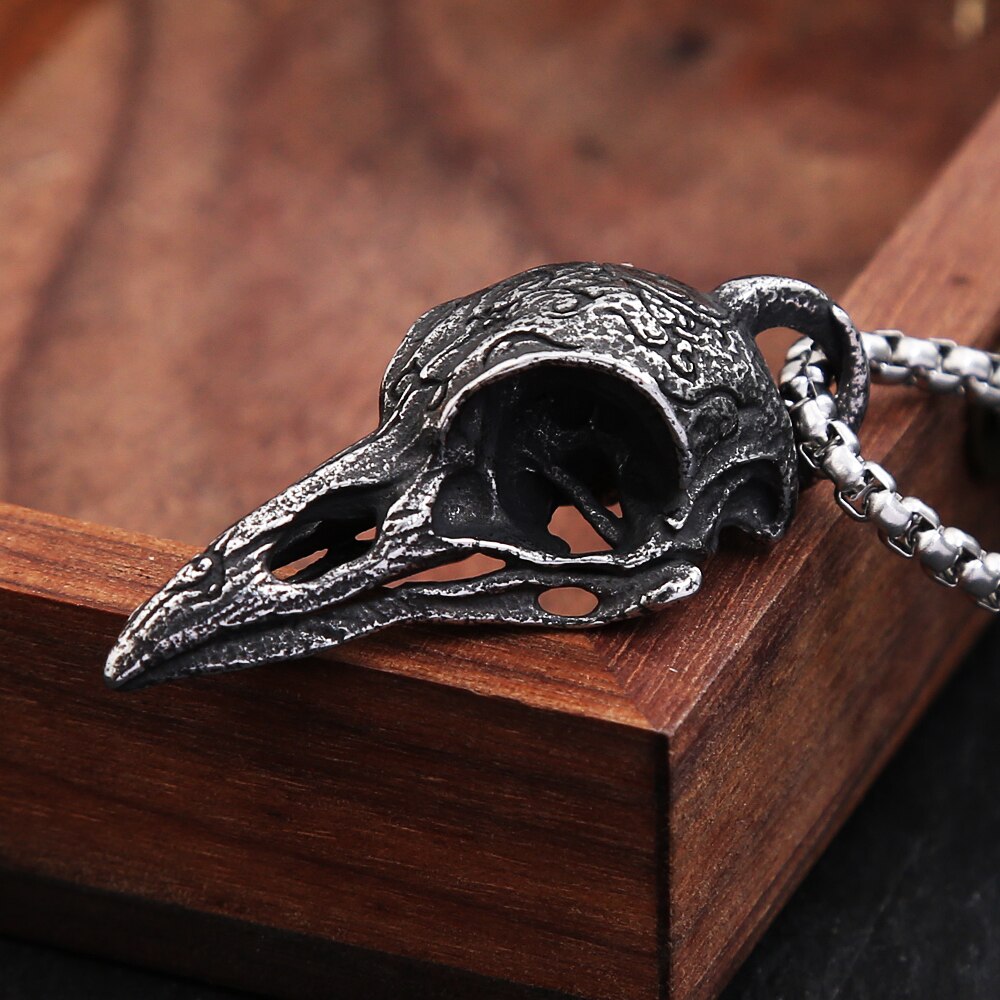 Punk Viking Stainless Steel Crow Skull Pendant Vintage Small Size Nordic