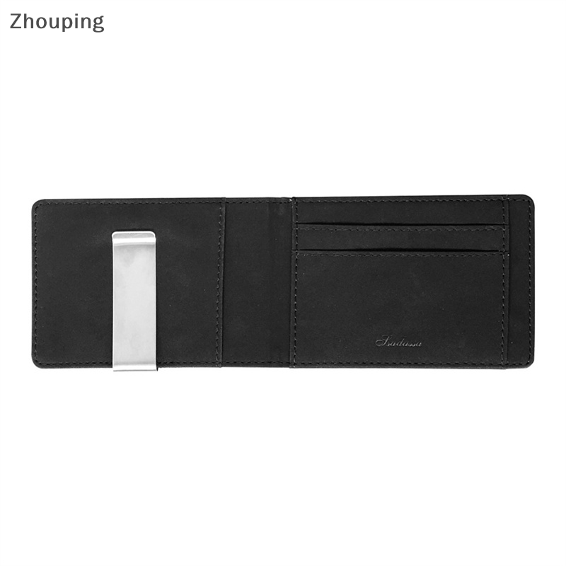 【ZP】 Cute Jewerry Ví da kẹp tiền mỏng gấp đôi thời trang cho nam có kẹp kim loại ví đựng thẻ tín dụng