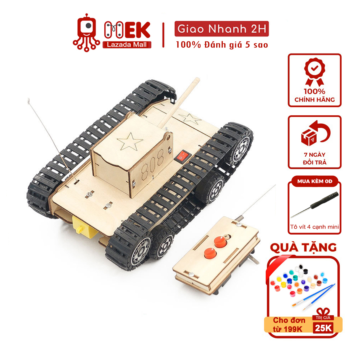 Đồ chơi thông minh, sáng tạo STEM bộ lắp ráp mô hình xe tank điều khiển từ