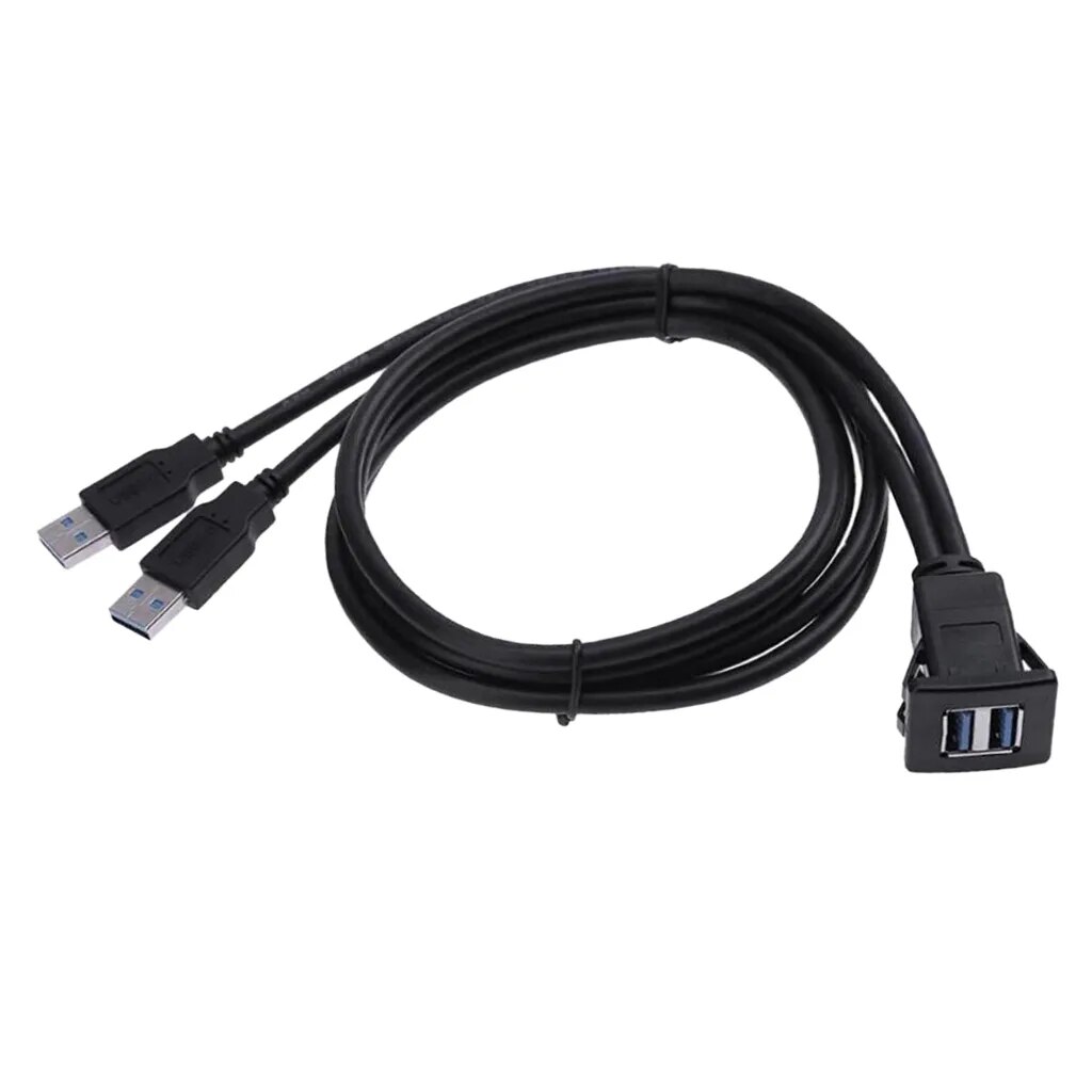 【Prime deal】 Trên bán 2 cổng kép USB3.0 Bộ nối Đầu đực đến đầu cái dây cáp gắn bảng điều khiển xe hơi 1m/3.3ft