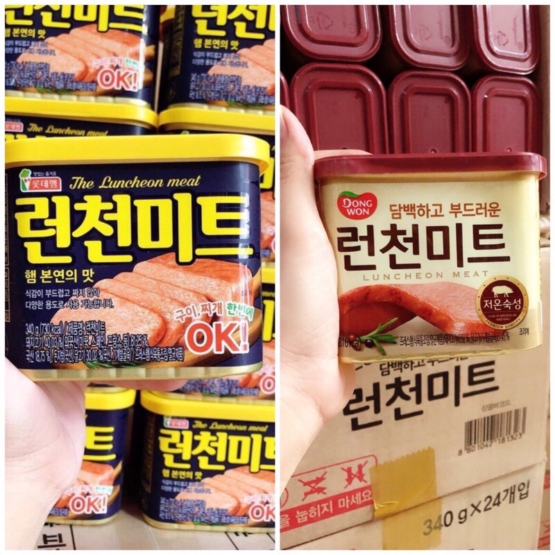  Thịt hộp pate SPAM LOTTE OK   DONGWON Hàn Quốc 340g 