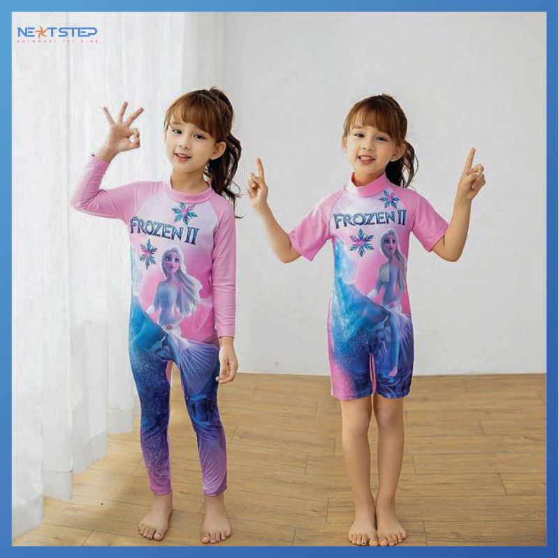 Nơi bán Đồ bơi cho bé gái liền thân dài tay quần dài một mảnh chống nắng công chúa elsa Frozen II size từ 14kg đến 32kg
