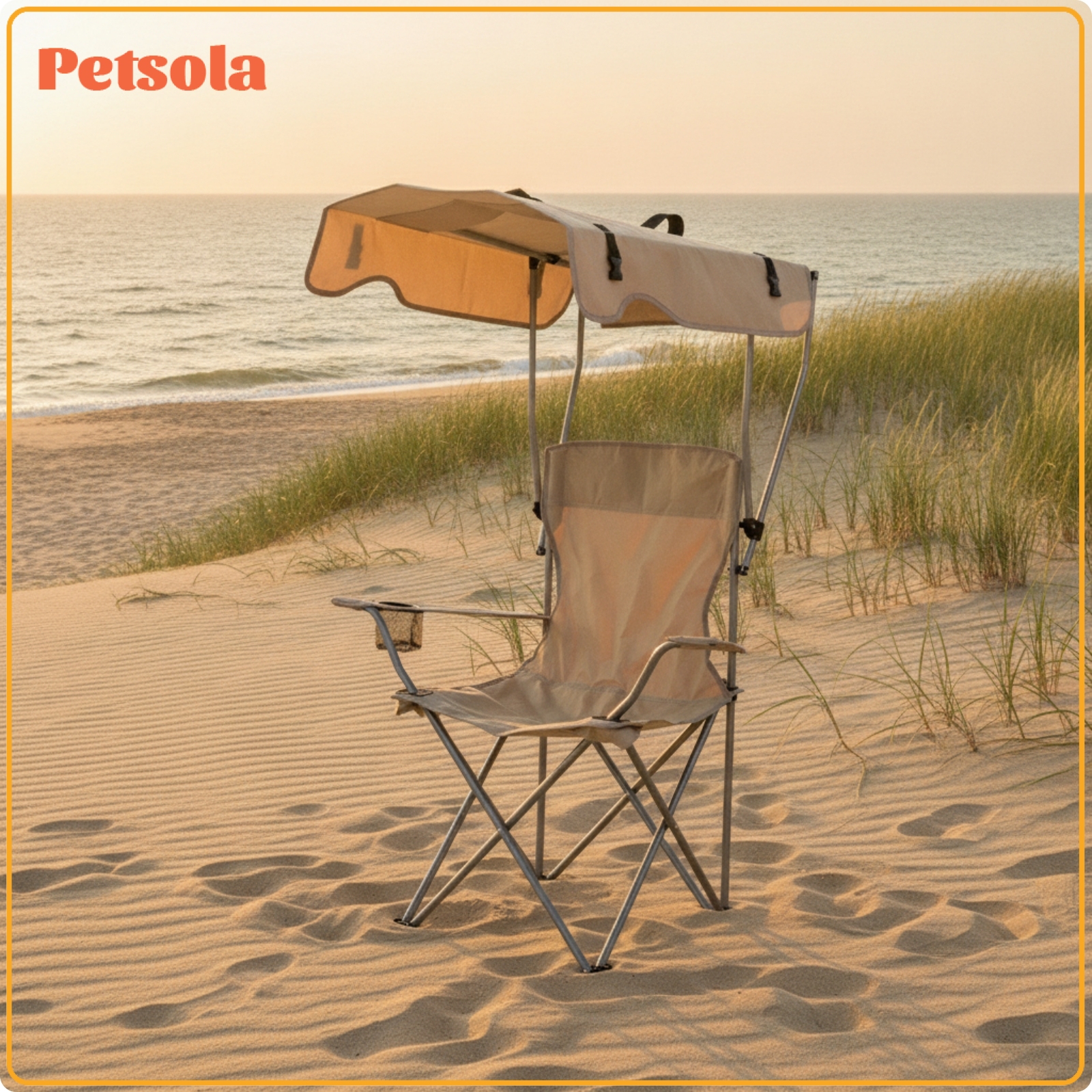 petsola Oxford Cloth Foldable Lawn Chair with Sunshade Metal Frame Canopy Camping Chair ราคา 3,461 บาท*ส่งฟรี